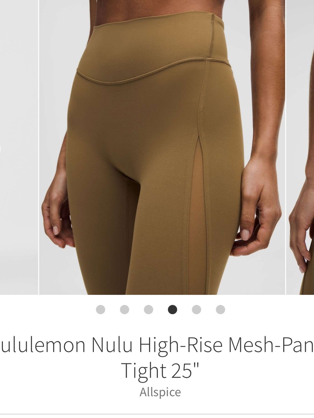 Lululemon Nulu High Rise Mesh Panel Tights 25” Allspice Sz 4
